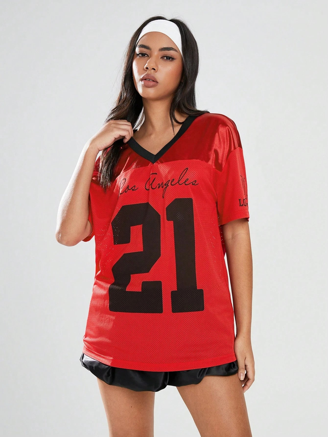 Pink V-neck Fashionable Casual Short Sleeved T-shirt Women Summer Quick Drying Breathable Sportswear Oversized Top Clothing SYF011102