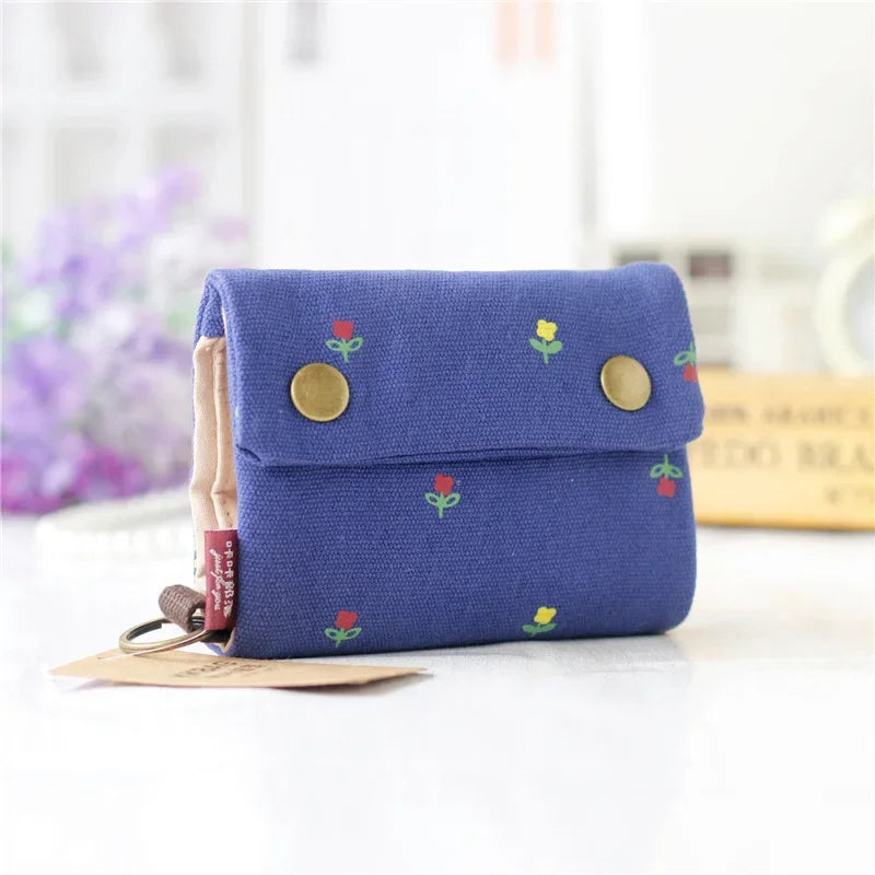 1pcs New Canvas Cartoon Totoro Cat Printed Flower Dog Women Short Wallet Cute Mini Money Key Bag Coin Pocket Purse for Children