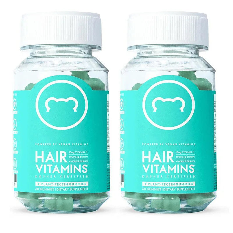 Bear Hair Vitamin Gummy Biotin 6000mcg Multivitamin Supplement Vegan Vitamin Hair, Skin & Nail Growth Gummies for Men & Women 2Bottles