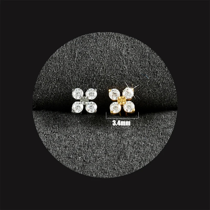 1PC ASTM F136 Titanium Flower CZ Labret Stud Internal Thread Piercing Lip Stud Daith Conch Earring Piercing Jewelry Wholesale NO 1 Labret, Lip Piercing Jewelry