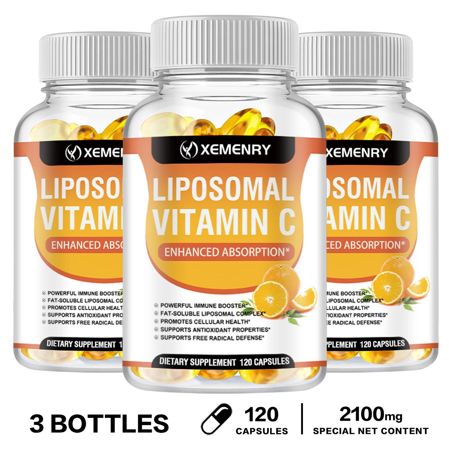Liposomal Vitamin C Capsules - Promotes Collagen Production, Supports Skin, Immune Health, Powerful Antioxidant 120 Capsule-3bottles