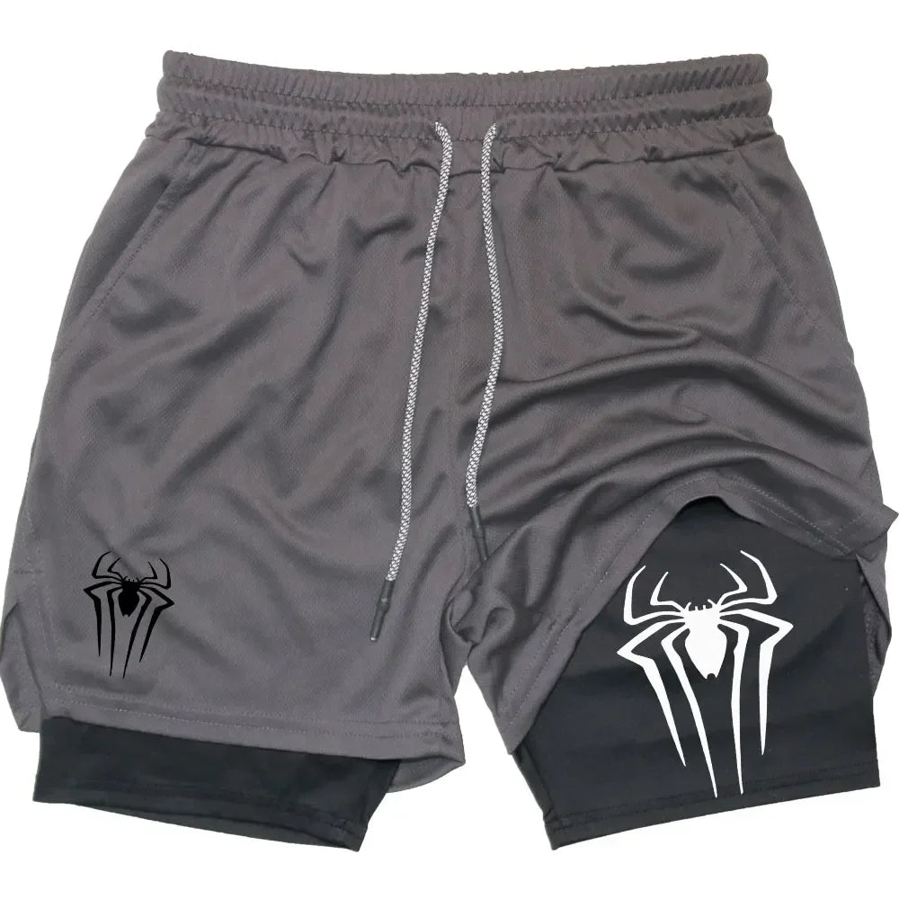 Men's  sports shorts,  spider print  compression shorts , informal, training, running, 2-in-1, Y2K order shipped directly Badiee Stylez