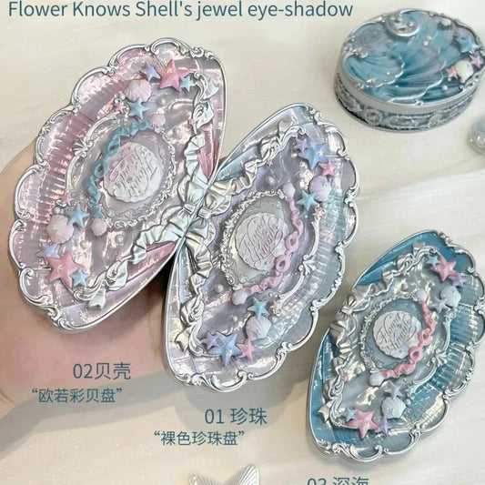 FlowerKnows Shell's Jewel Series Eyeshadow Palette 6Color Matte Shimmer Glitter Eye Makeup Embossing Cosmetics Beauty Eye Shadow