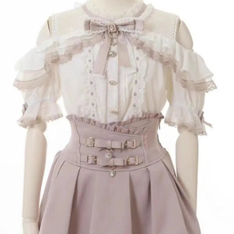 Y2k Skirts for Women High Waist A-line Jupe Fashion Japanese Summer Cute Saia 2025 Faldas Mujer De Moda Bow Sweet Mini Skirt