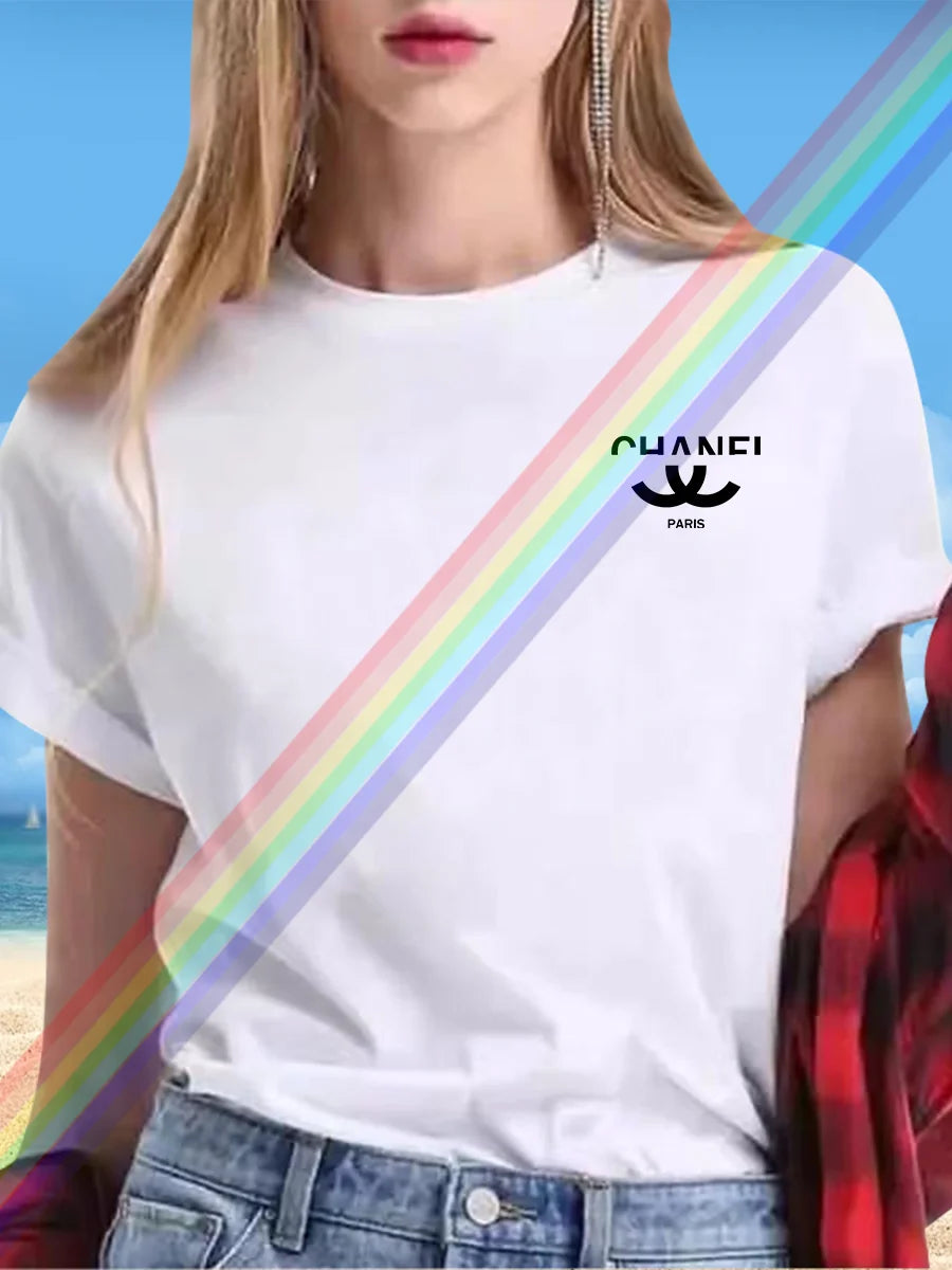 New alphabet Print Casual Graphic T-shirt Short sleeve Sports Women's T-shirt Unisex casual everyday wear Summer women's T-shirt TZ-783 (1) 10 CHINA