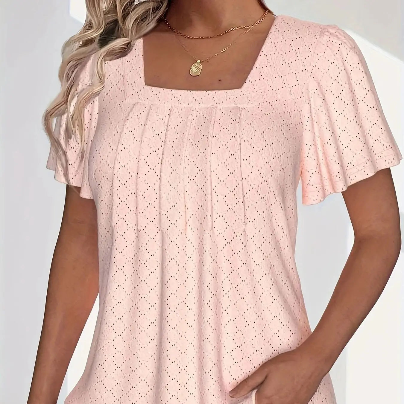 Plus size spring and summer fashionable and elegant hollow tops for women office wear loose ruffle sleeves versatile tops for