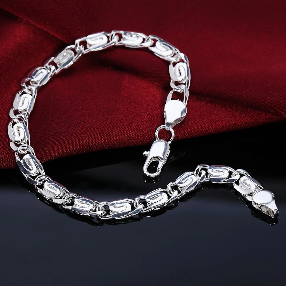 New High quality 925 Sterling Silver 4MM Women Men chain Male Twisted Rope Bracelets Fashion Silver Jewelry LH008