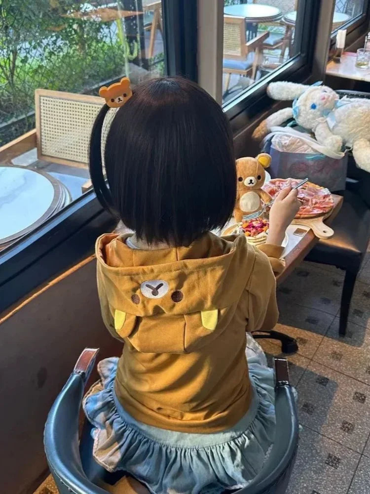 HOUZHOU Y2k Harajuku Streetwear Hoodies Women Japanese Style Kawaii Sweet Cute Cartoon Print Zipper Sweatshirt Soft Girl 2024 Brown