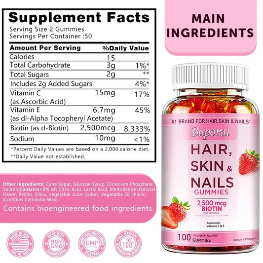 Hair, Skin and Nails Gummies - Supports Skin Care, Nails, Hair, Antioxidants and The Immune System, AntioxidantSupplements