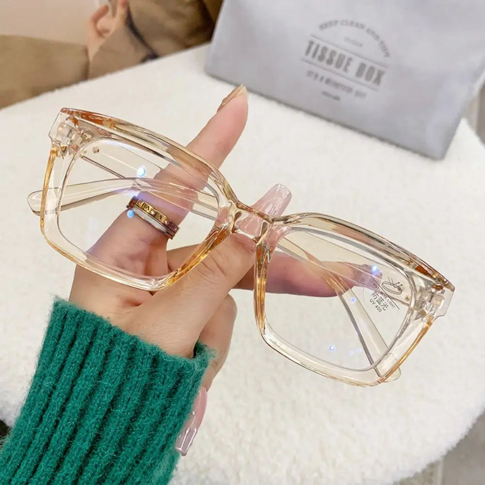 2024 Oversized Square Glasses Anti Blue Light Glasses Large Frame Myopia Glasses Flat Light Glasses Transparent Eyeglasses Badiee Stylez