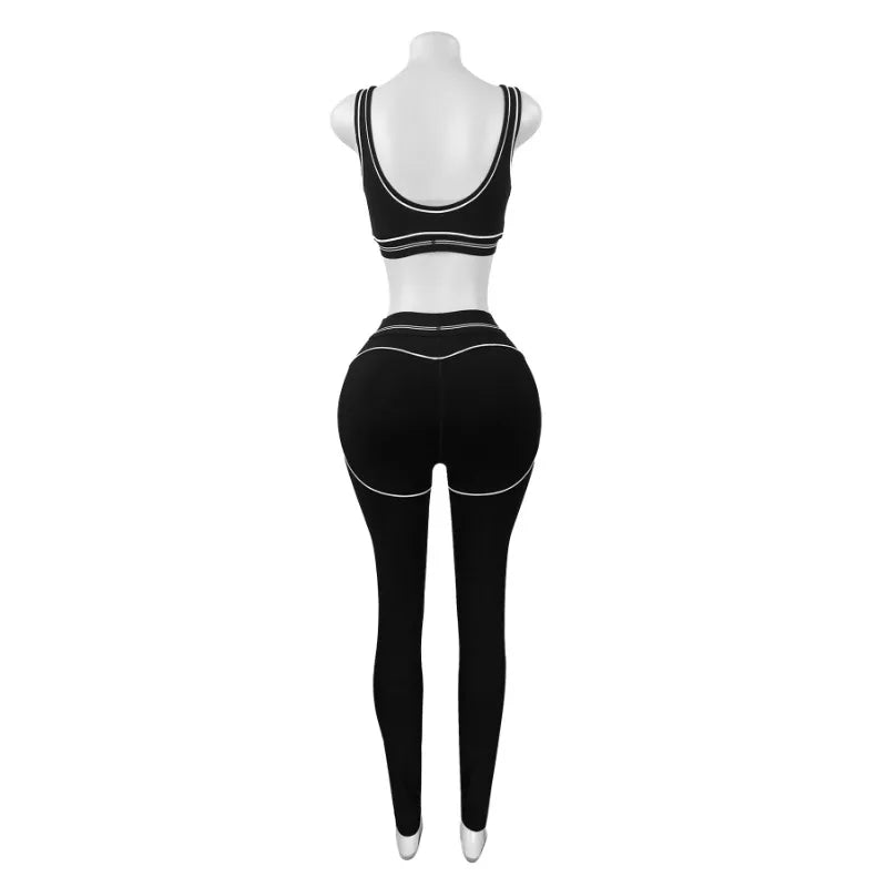Fitness Women 2 Piece Set Sleeveless Tank Top Skinny Jogging Pants Matching Set 2025 Summer Popular Streetwear Sporty Tracksuits