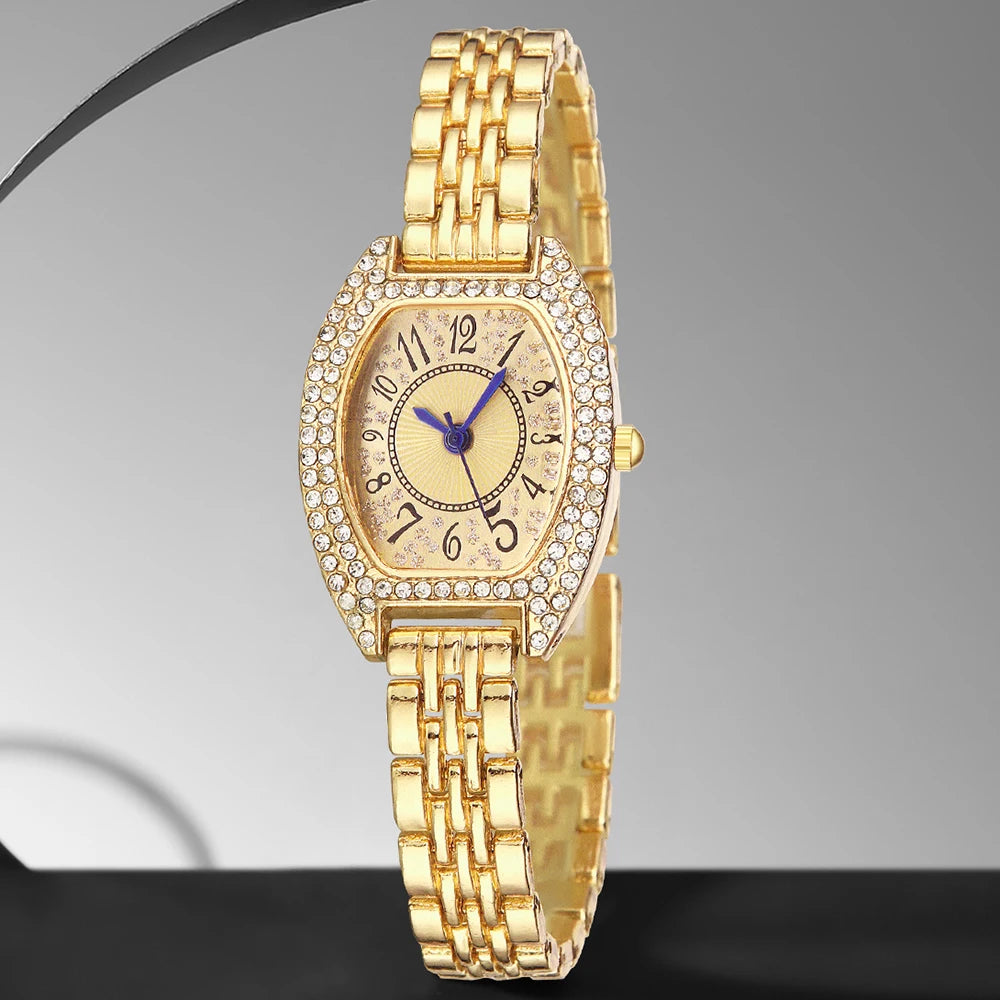1PCS Women's Luxury Trendy Digital Scale Quartz Watch Suitable for Daily Clothing Matching as a Gift for Friends and Mothers Gold