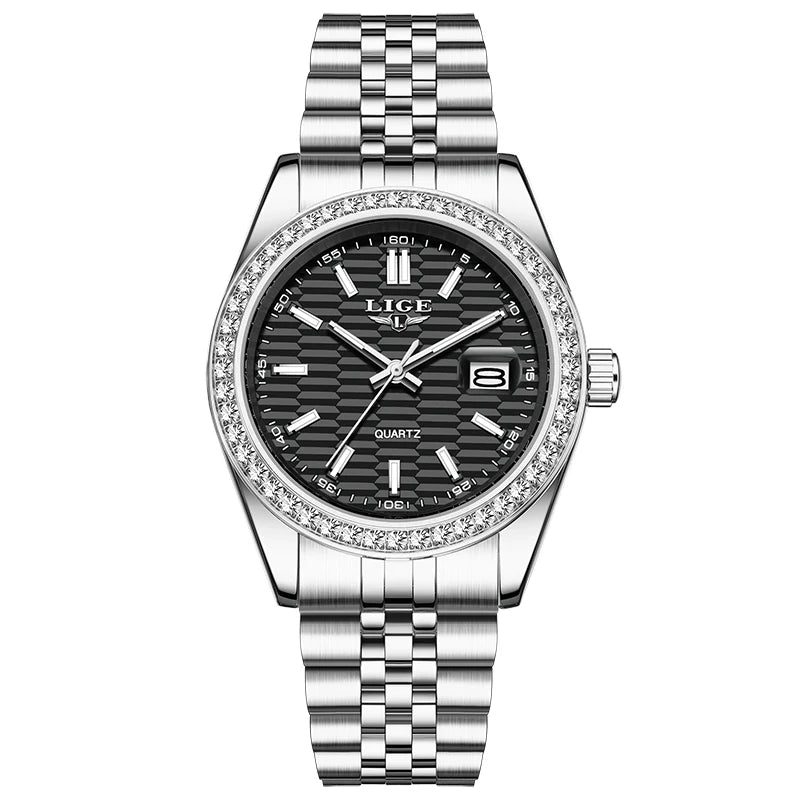 Relogio LIGE Women's Watch Luxury Fashion Quartz Ladies clock Stainless Steel Waterproof Calendar Watch for Women montre femme silver