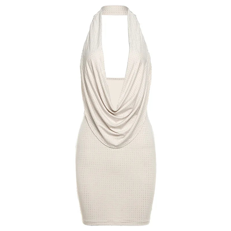 2025 New Diamond Pasted Solid Color Mini Dress Women Fashion Deep V-neck Strapless Dresses Female Trend Streetwear Clothing