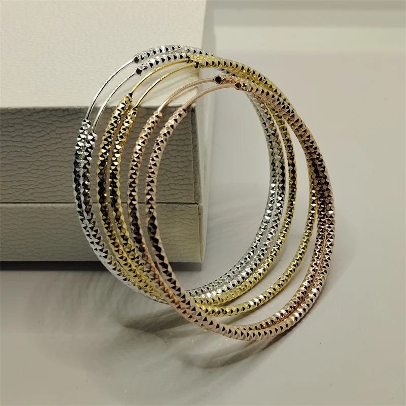 Senlissi - New Fashion 18k Gold Plated 925 Sterling Silver Women's Hoop Earrings 2.0mm Fashion Earring Rose Gold Cерьги Kольца 0