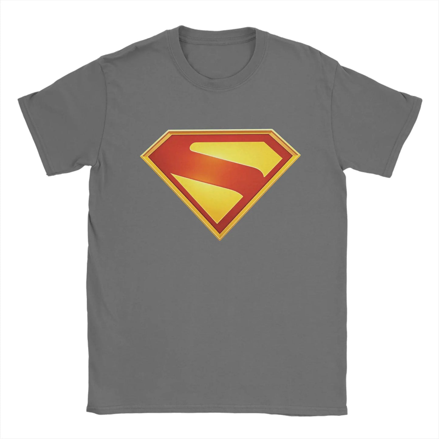 Supermans Logo Pure Cotton T-Shirt For Men's Beach Aesthetic T Shirts Round Neck Hipster Tees Oversized Custom DIY Clothes Dark Grey