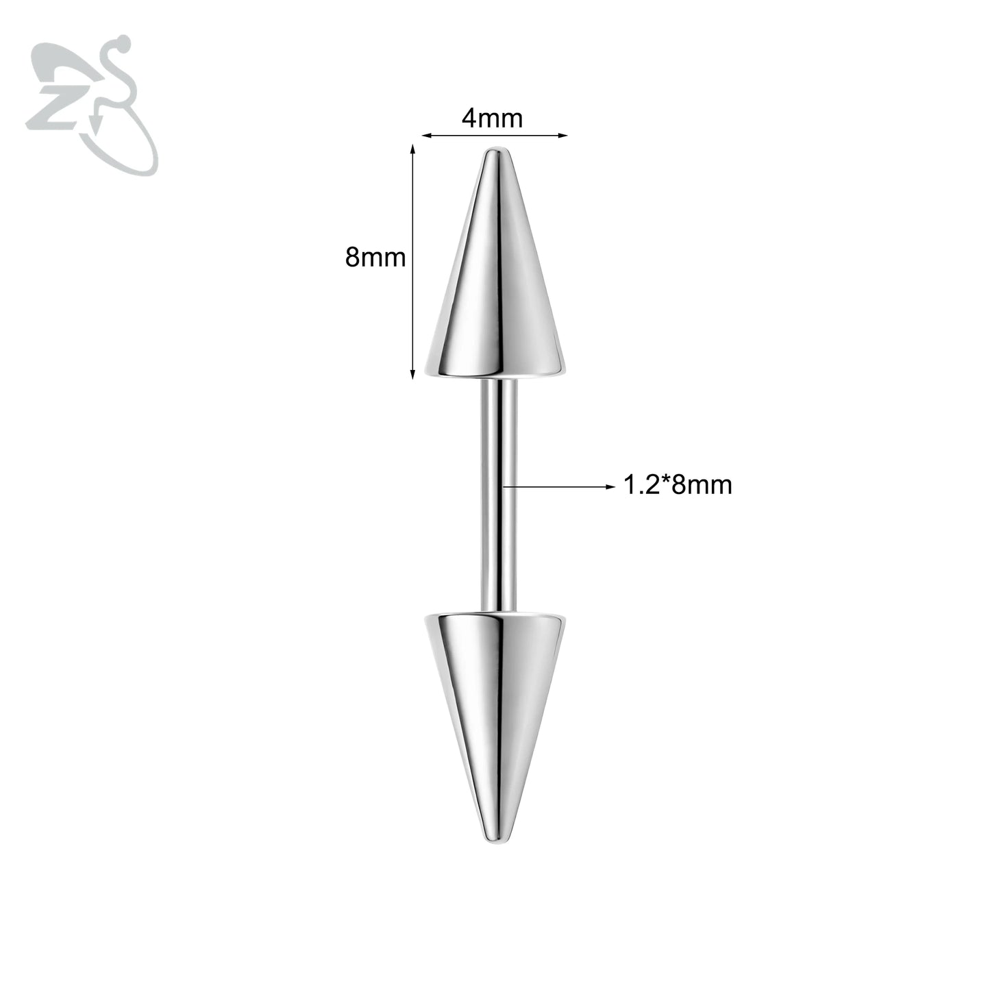 ZS 1 PC 16G Stainelss Steel Eyebrow Ring For Men Women Long Spike Curved Nose Bridge Piercing 3 Colors Cone Lip Labret Piercings Style 1 8X4X8MM