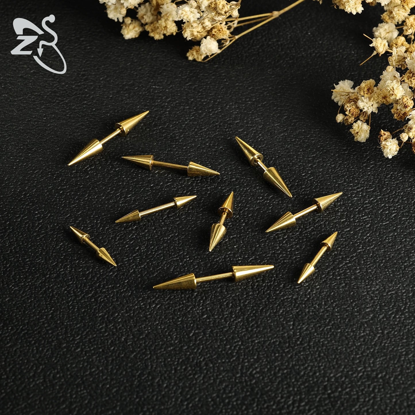 ZS 1 PC 16G Stainelss Steel Eyebrow Ring For Men Women Long Spike Curved Nose Bridge Piercing 3 Colors Cone Lip Labret Piercings