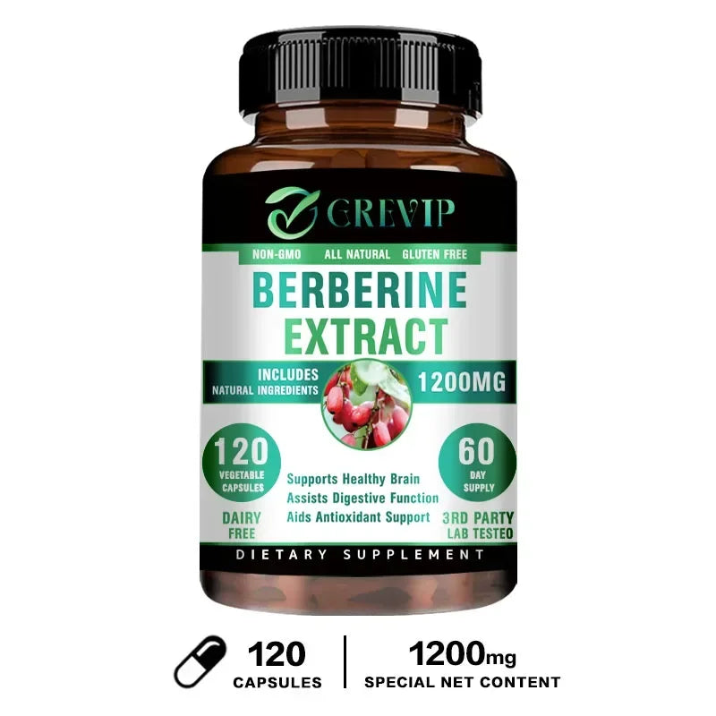 Berberine Extract - Supports Digestive System, Antioxidant, Enhances Cognitive Processes 120 Capsules