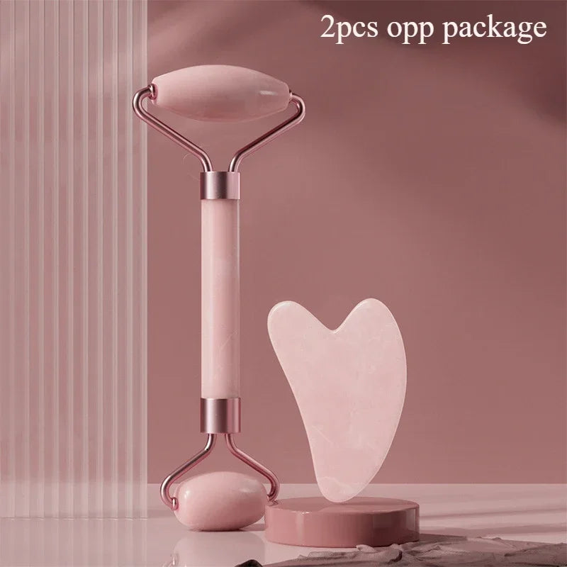 Gua Sha Roller Massager Roller for Face Neck Eye Resin Facial Massage Instrumenr Beauty Health Care Scraping Board Skin Care 2pcs pink