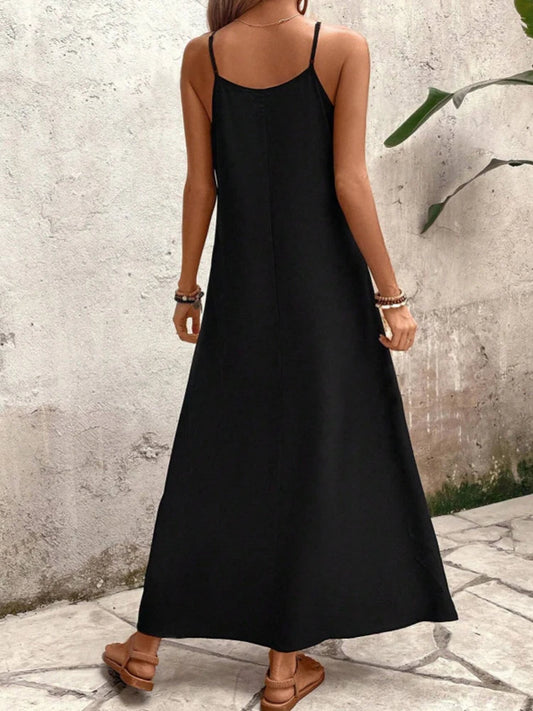 Women's elegant casual thin shoulder suspender A pendulum loose version long skirt summer fashion floral print dress Badiee Stylez