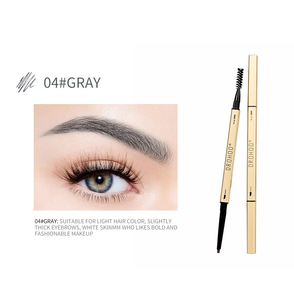 Makeup for Women Waterproof Eyebrow Enhancer Pen with Double Head Pencil and Brush Long Lasting Eye Brow Cosmetics Easy to Wear Black