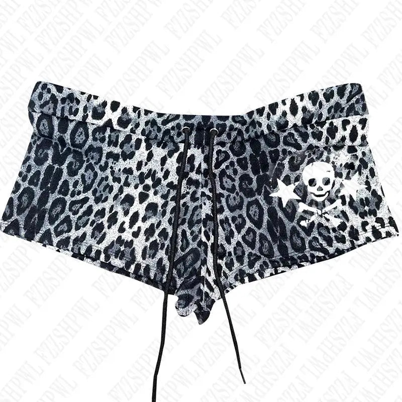 Y2k Shorts Skull Print Streetwear Gothic Graphic Camis Summer Vintage Hip Hop Sleeveless EGirl Dark Punk Sexy Harajuku Crop Top Hui