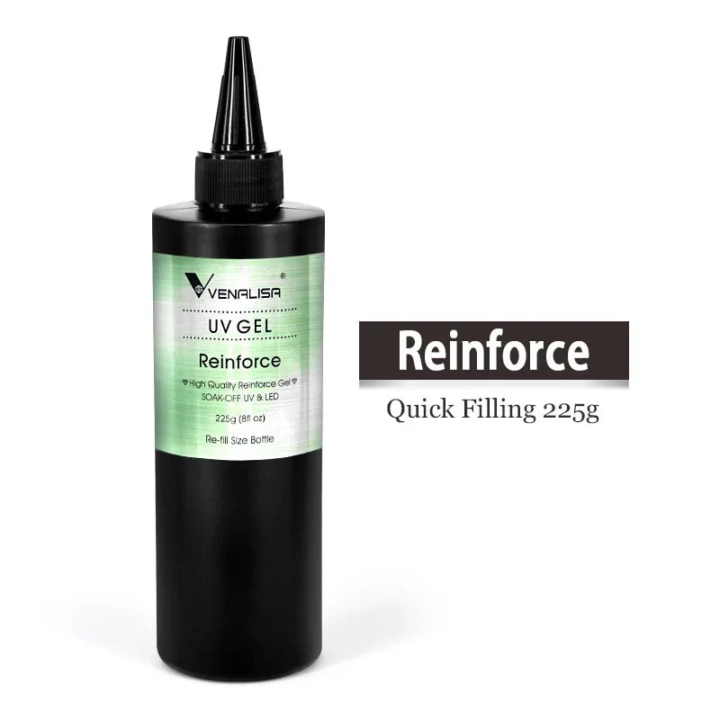 Venalisa Long Wear Tempered Top Coat Reinforce Gel Refill Package Soak Off UVLED Nail Gel Polish Big Volume 225g/30ml Base Gel 824s2 reinforce 225g