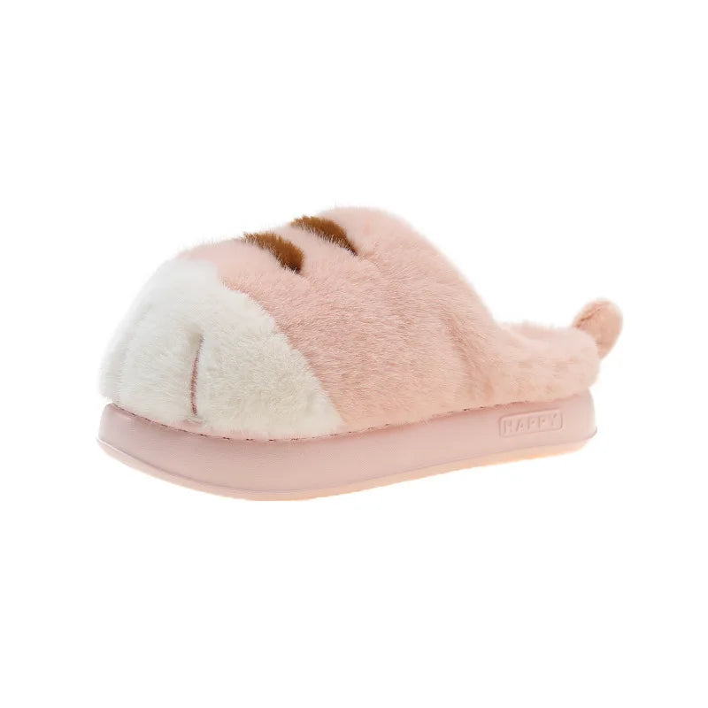 New Adorable Kitty Claw Slippers Women's Home Shoes Non Slip Furry Mules Female Fashion Warm Fluffy Slides Outdoor Cat Slippers Badiee Stylez