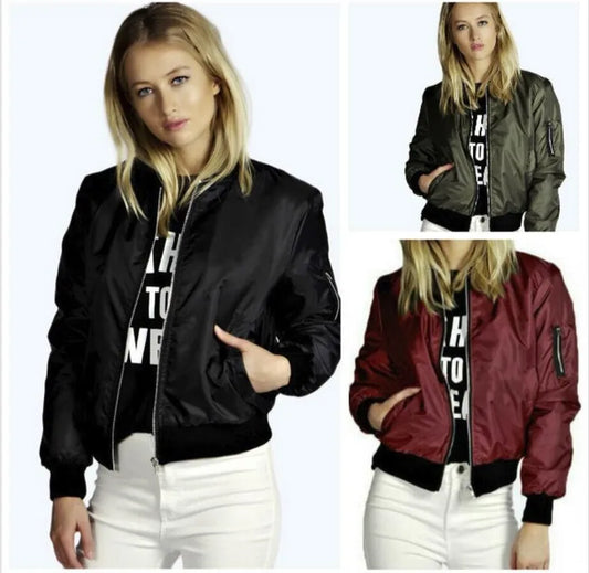 Autumn New Short Jackets for Women Vintage High Street O-neck Bomber Jacket Female Fashion Zipper Long Sleeve Coat Woman Badiee Stylez