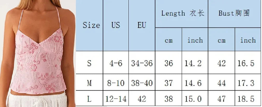 Y2k Sequin Beaded Halter Tops Boho Beach Backless Camis E-girl Sexy Club Party Sleeveless Shirt Vest Vintage Crop Tops Women