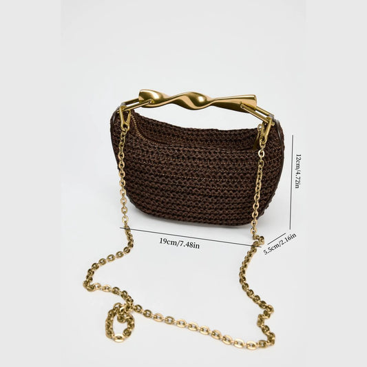 Summer Half-Moon Beach Straw Shoulder Bags Women's Straw Bucket Bag Purse Woven Straw Handbags Casual Tote Crossbody Bag