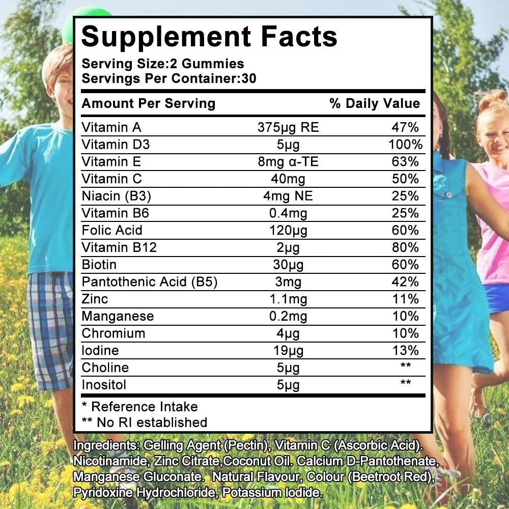 Kids Multivitamin Gummies - 16 Essential Vitamins and Minerals - Supports Healthy Growth & Development