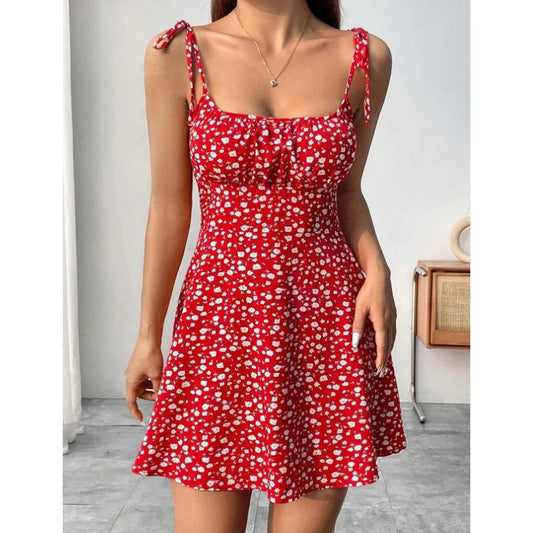 New Women Summer Floral Spaghetti Strap Sexy Dresses,Mini Dress,Beach Dress,Woman Clothing,Short Dresses,Clothes,Sundress