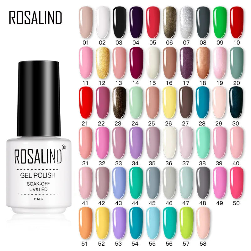 ROSALIND Hot-sale Bottle Gel Nail Polish Vernis Semi Permanent Primer Top Coat Bright Classic For Nail Art Design LED/UV Lamp