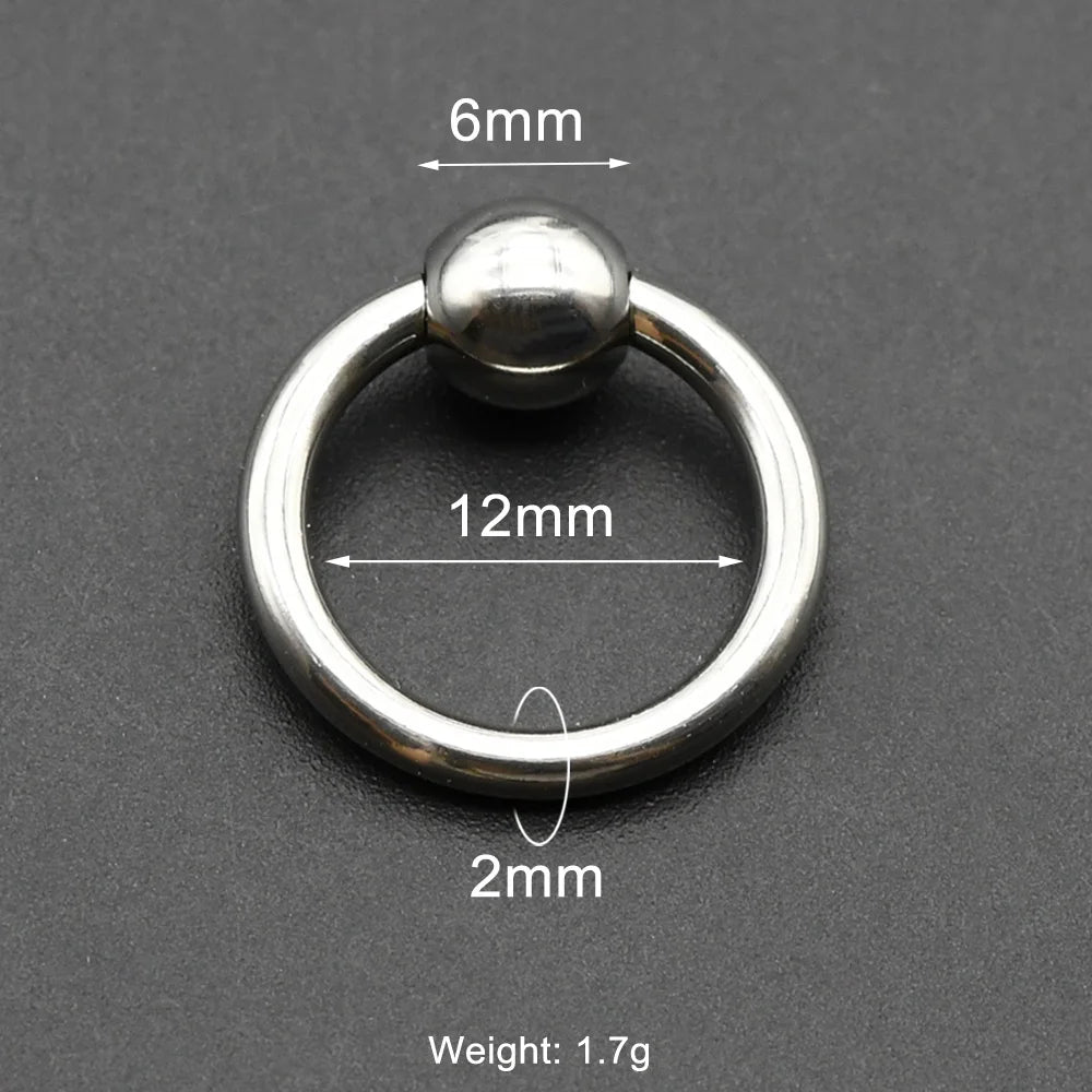 1Pc Large Gauges Stainless Steel CAPTIVE SPRING BEAD RING for Septum Piercing BCR Nose Ring Hoop Expander Earlobe Earrings 00G 2x12-6mm 1 Piece