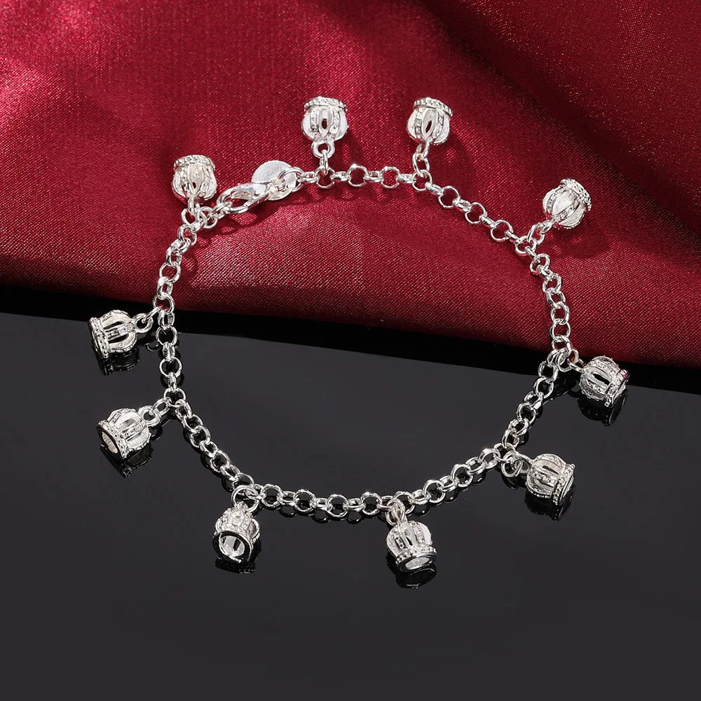 New High quality 925 Sterling Silver 4MM Women Men chain Male Twisted Rope Bracelets Fashion Silver Jewelry LH012