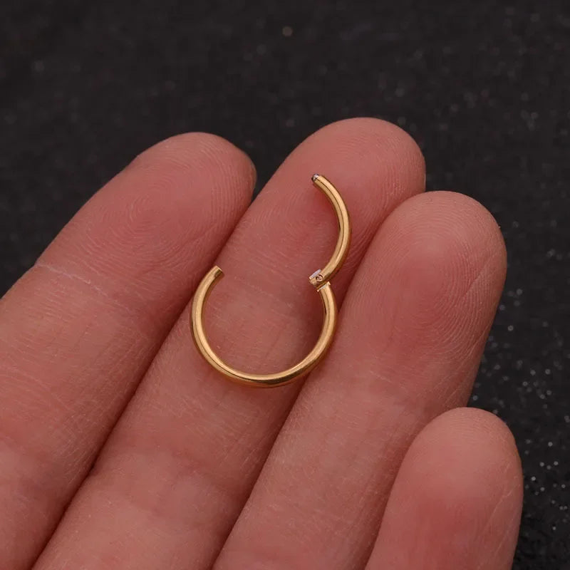 1PC Stainless Steel Simple Classic Round Circle Hoop Earrings For Women Men Punk Smooth 6-16mm Huggie Earring Piercing Jewelry