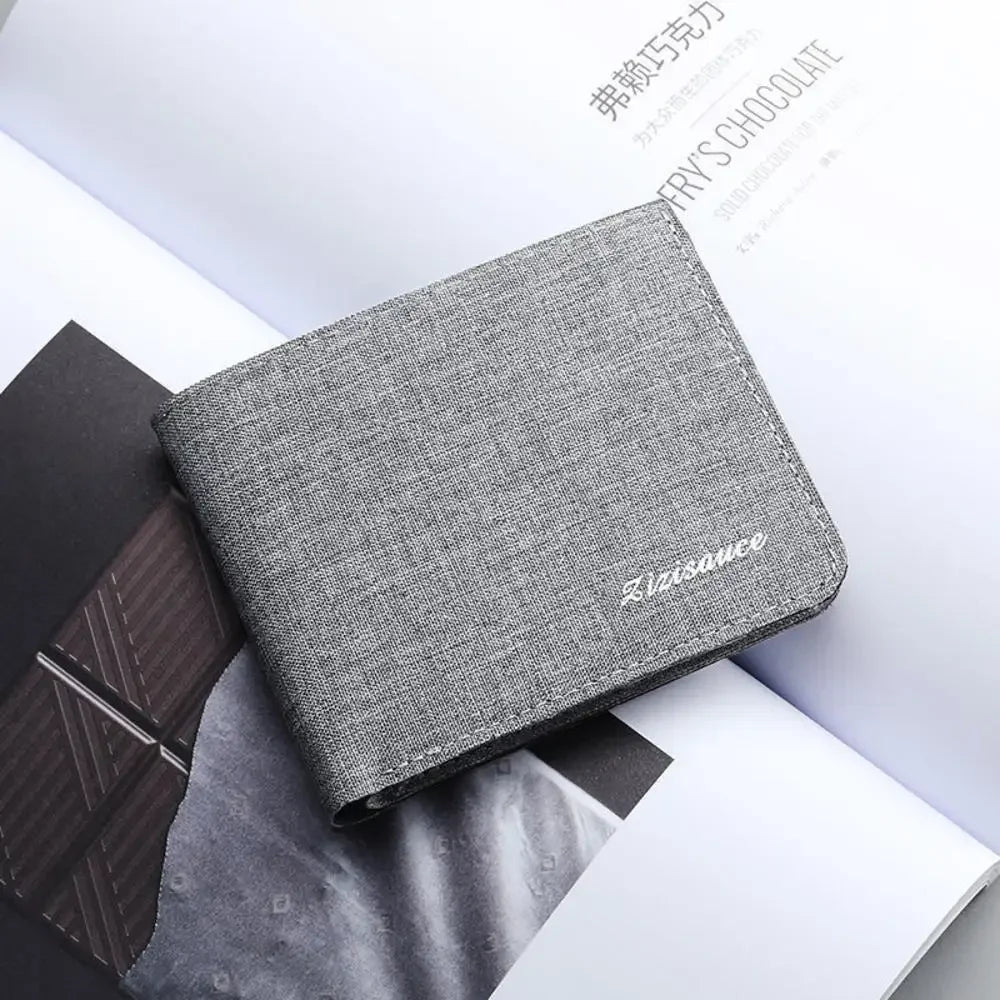 New Style Mini Thin Men Wallet Card Holder Men'S Purse Coin Pouch Id Card Holder Short Canvas Card Holder Wallet A