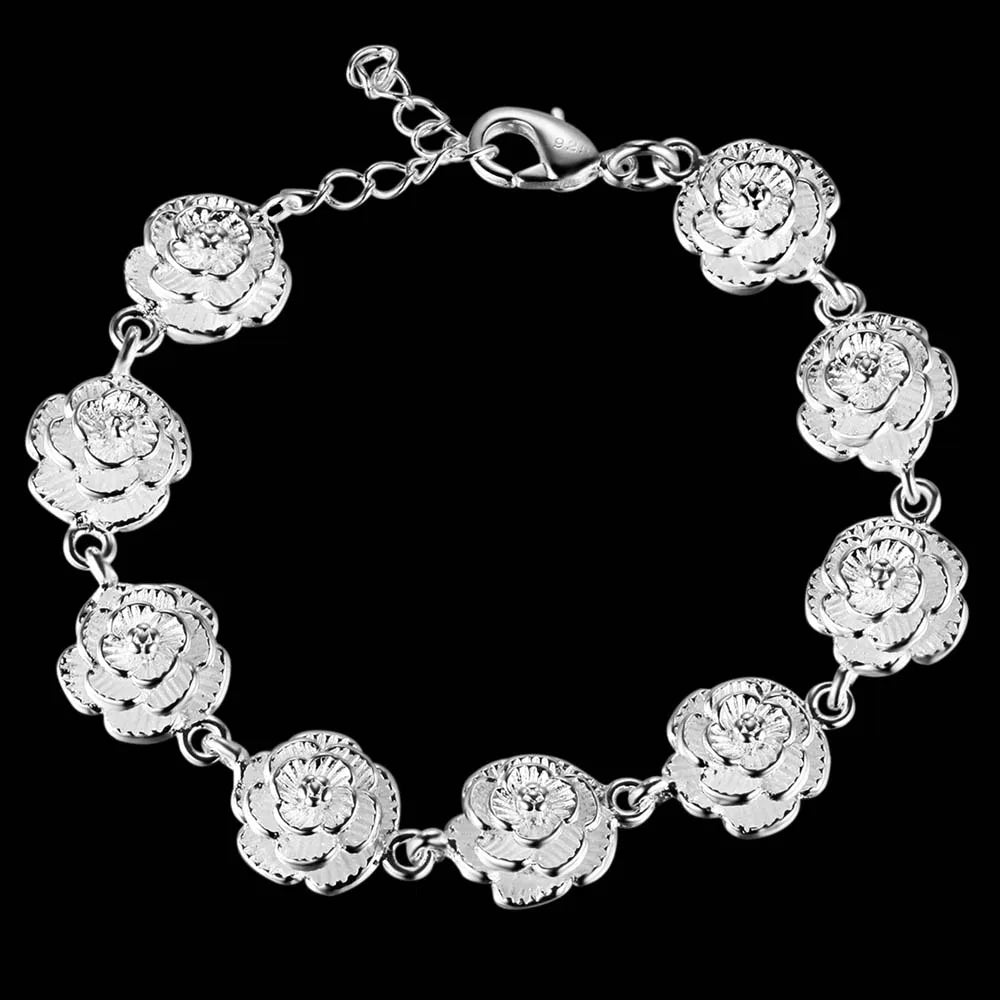 New High quality 925 Sterling Silver 4MM Women Men chain Male Twisted Rope Bracelets Fashion Silver Jewelry LH028