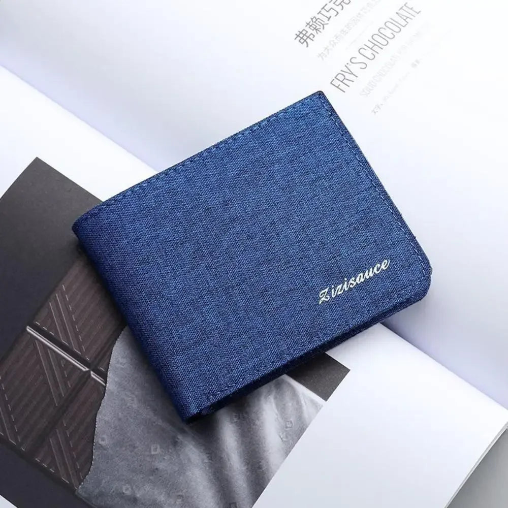 New Style Mini Thin Men Wallet Card Holder Men'S Purse Coin Pouch Id Card Holder Short Canvas Card Holder Wallet C