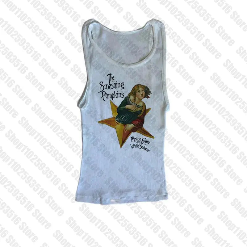 Aesthetic Tops for Women Crop Top Women 2000s Tops With Suspenders Gothic Clothes Vintage Clothing Harajuku Grunge Clothes Y2k White1