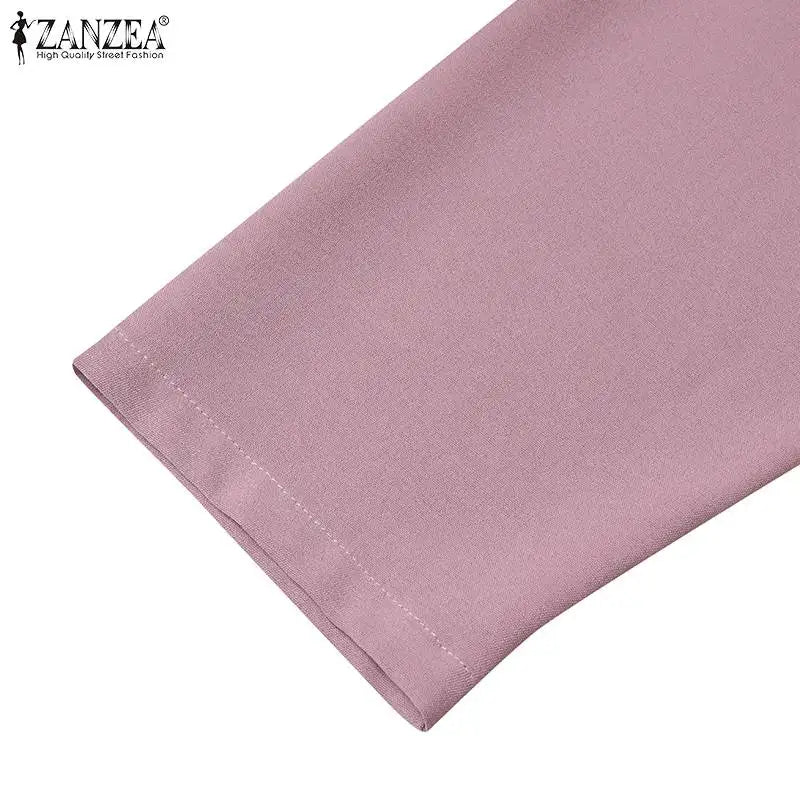 ZANZEA Elegant Office OL Dress Summer Women Half Sleeved Party Sundress Solid Knee Length Robe Fashion Holiday Work Vestidos