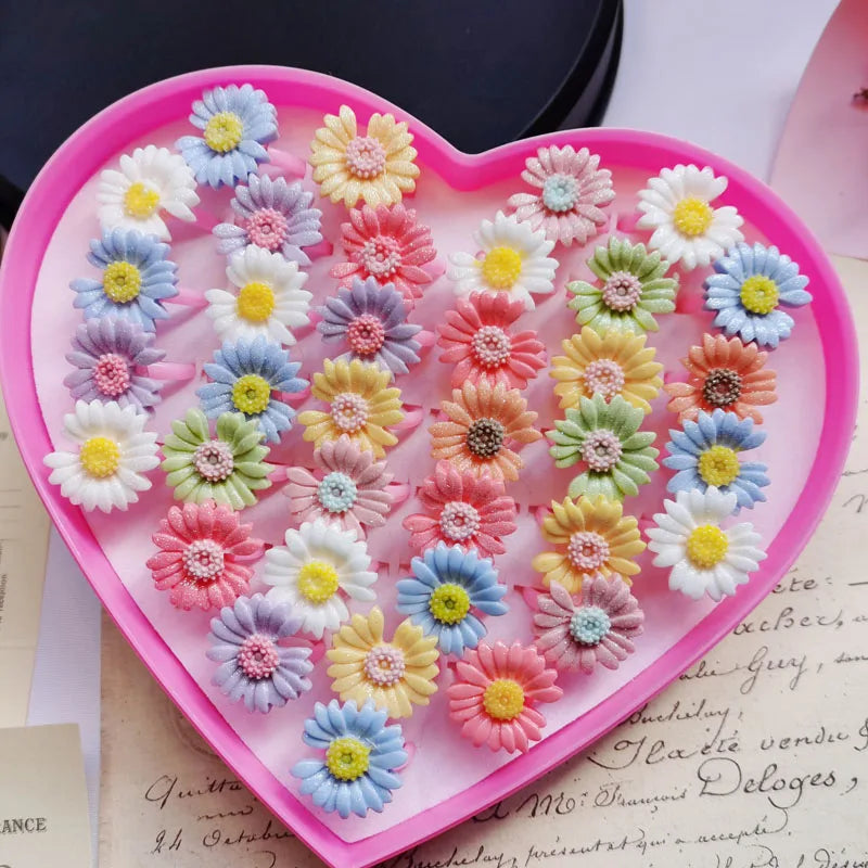 10pcs/lot Children's Cartoon Rings Candy Flower Animal Bow Shape Ring Set Mix Finger Jewellery Rings Kid Girls Toys Anillo 09
