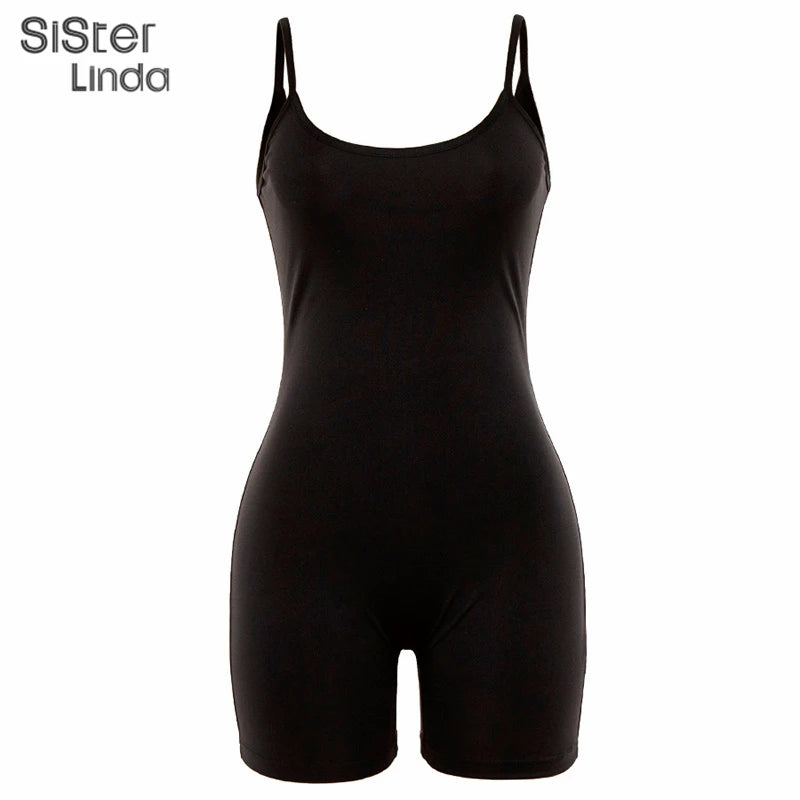 Sisterlinda Sexy Backless Sleeveless Black Playsuits Womens Elastic Soft Casual Wear Short Rompers Jog Sportswear Bodysuits 2020
