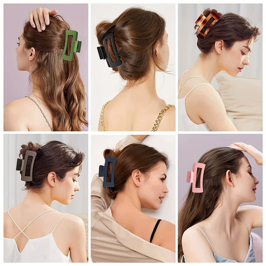 Multicolor Large Thick Acrylic Hair Clip Rectangle Hairclip Long Hair Resin Claw Clips Nonslip Jaw Clips Badiee Stylez