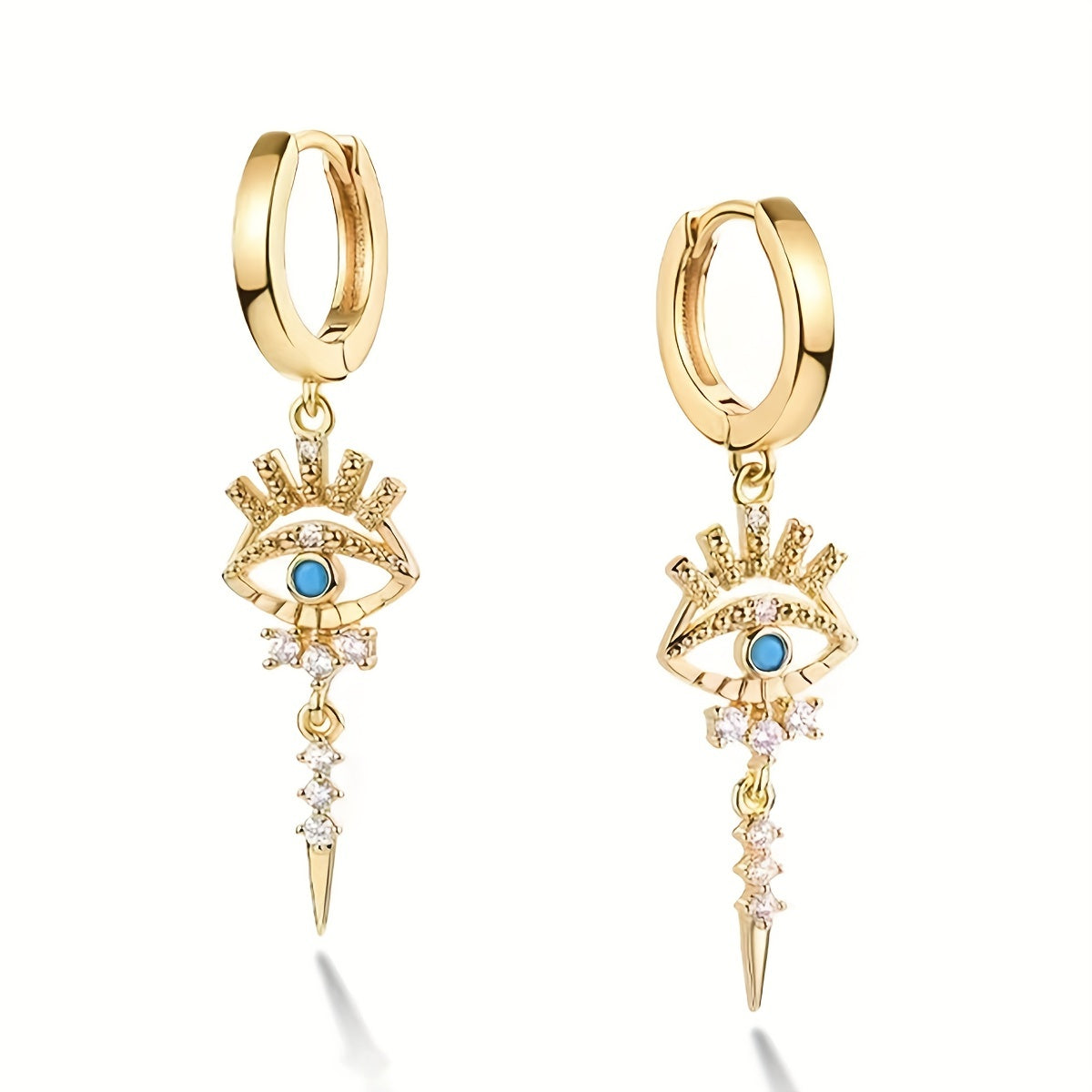 One Pair of Luxury Copper-Inlaid Synthetic Evil Eye Pendant Earrings Dating Gift Badiee Stylez