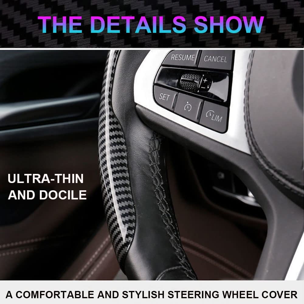[Carbon Fiber Steering Wheel Cover] Non-Slip Carbon Fiber Steering Wheel Cover - Upgrade Your Driving Experience Badiee Stylez