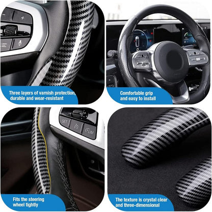 [Carbon Fiber Steering Wheel Cover] Non-Slip Carbon Fiber Steering Wheel Cover - Upgrade Your Driving Experience Badiee Stylez