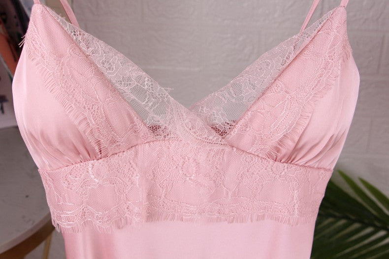 White 5PCS Sleep Set Pajamas Lady Lace Satin Pyjamas Kimono Bath Gown Loose Sleepwear Home Cloting V-Neck Casual Nightwear